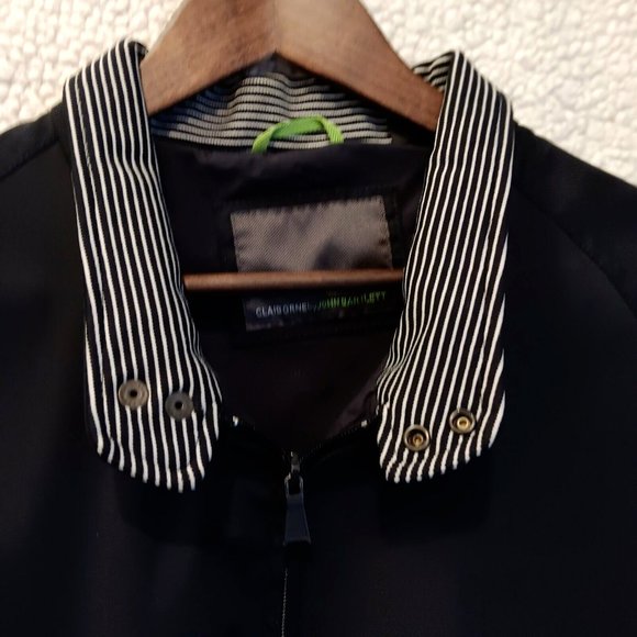 Liz Claiborne Full Zip Jacket Womens XL Black with 2 Snap Stripe Collar - Picture 5 of 9